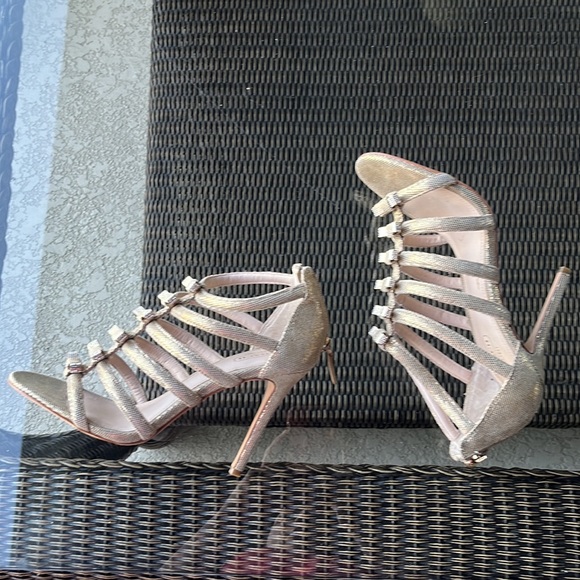 Coach 8.5 Laila Dot Met evening Leather high heels pump shoes sandals stiletto - Picture 7 of 14